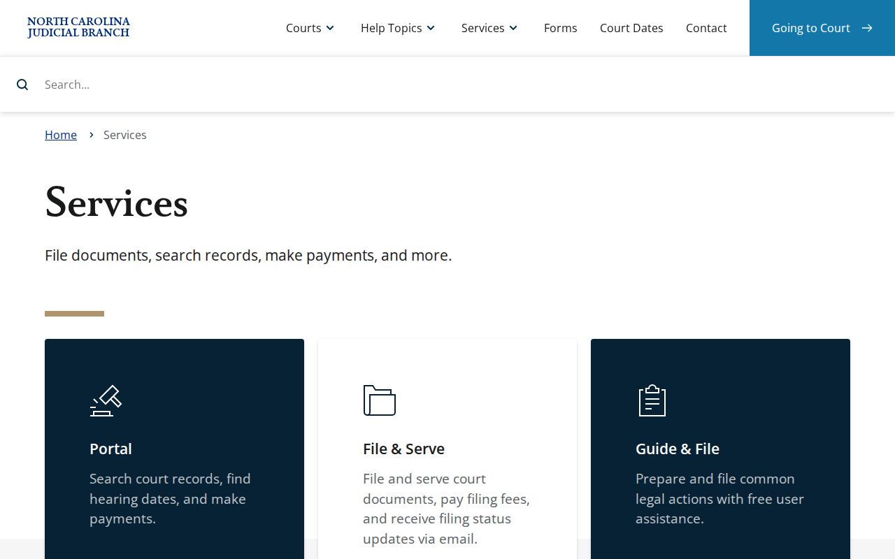 North Carolina eCourts services for Halifax County case lookup
