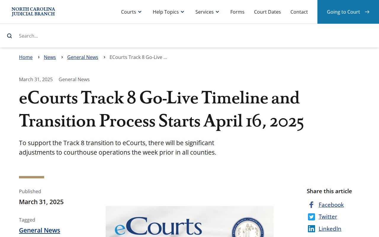 North Carolina eCourts update affecting Halifax County court date access