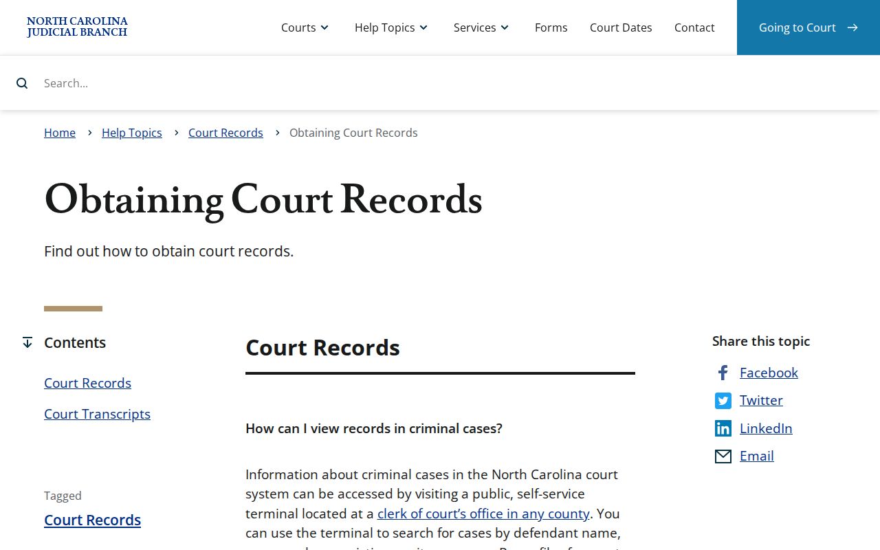 North Carolina guidance for obtaining Halifax County court records