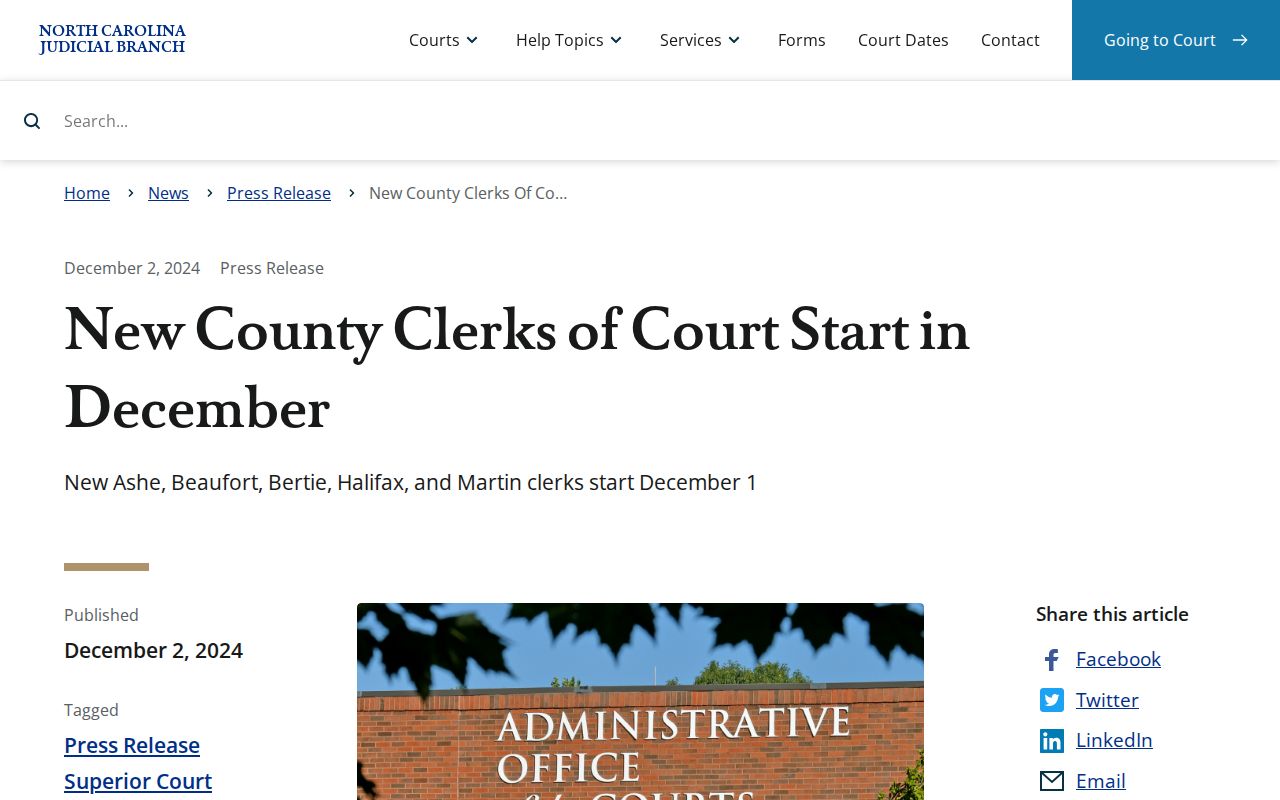 Halifax County court docket Clerk transition information