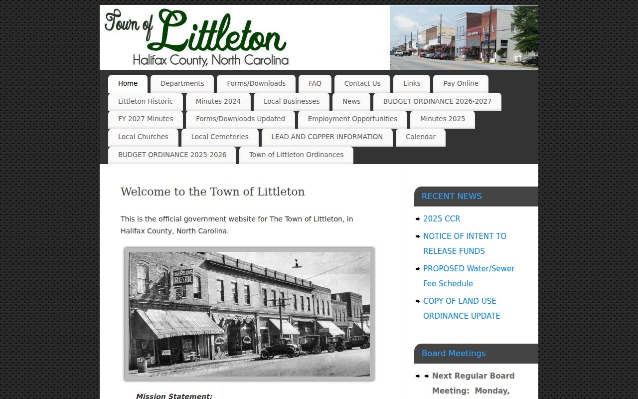 Littleton Halifax County court docket search town history source