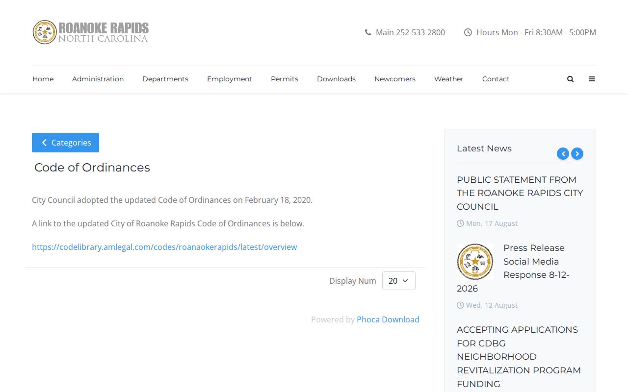 Roanoke Rapids Halifax County court docket search city code resource
